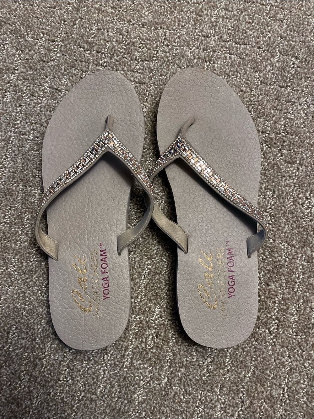 Clarks Gray Embellished Yoga Foam Sandals